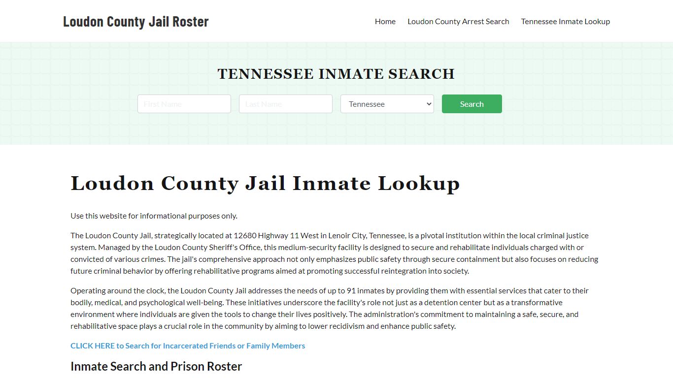 Loudon County Jail Roster Lookup, TN, Inmate Search