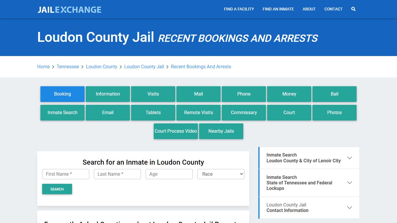 Loudon County Jail Recent Bookings And Arrests - Jail Exchange